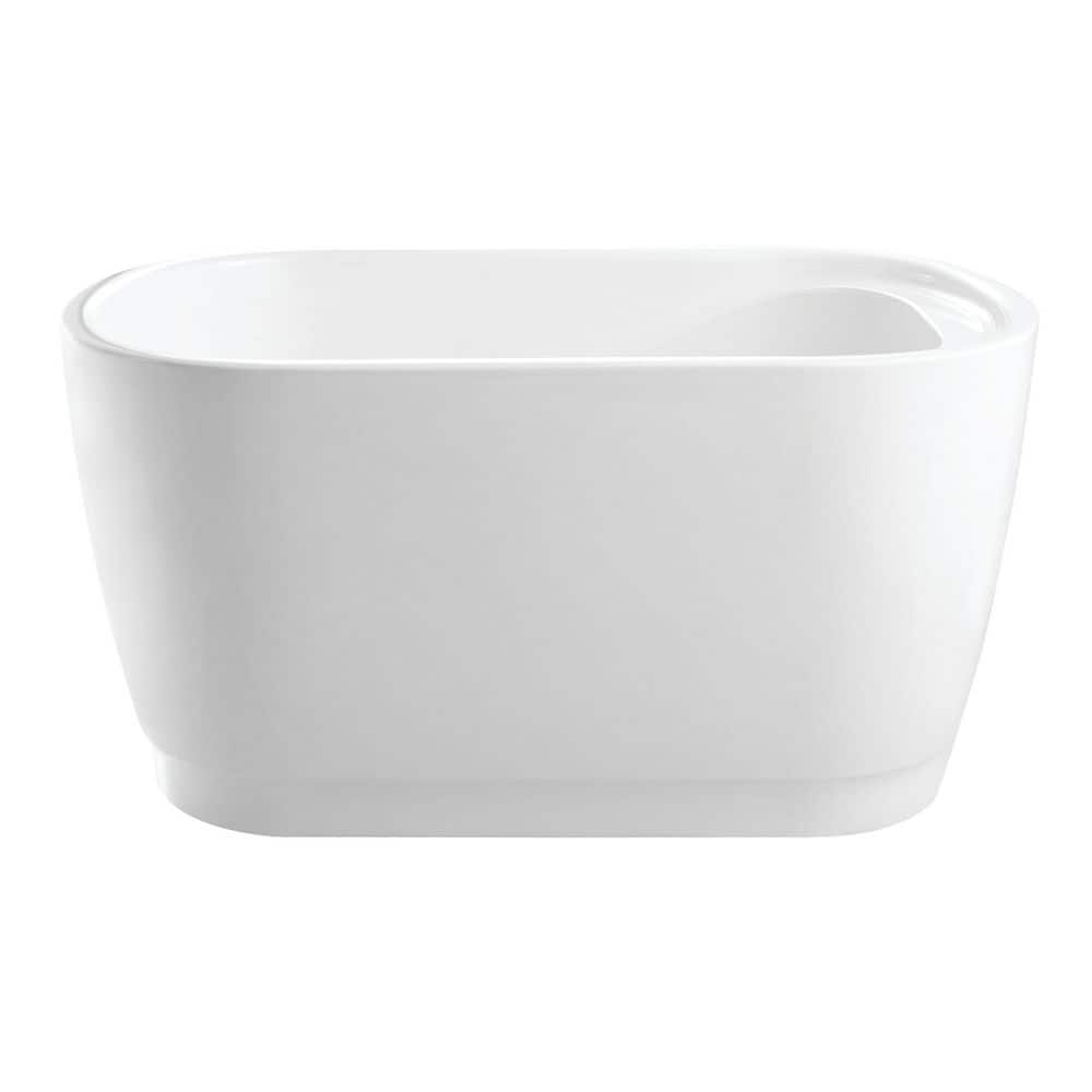 Aqua Eden 59.1 in. x 33.9 in. Acrylic Oval Flatbottom Freestanding Soaking Bathtub with Drain in Glossy White price history on PriceWatchPro