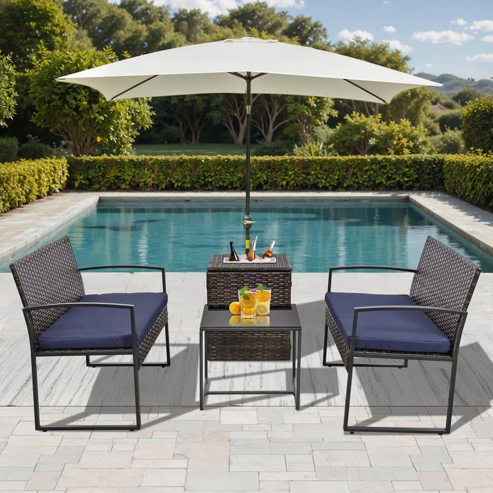 4-Piece Wicker Bistro Patio Conversation Set, 2-Loveseats, 1-Table, 1-Ice Bucket price history on PriceWatchPro