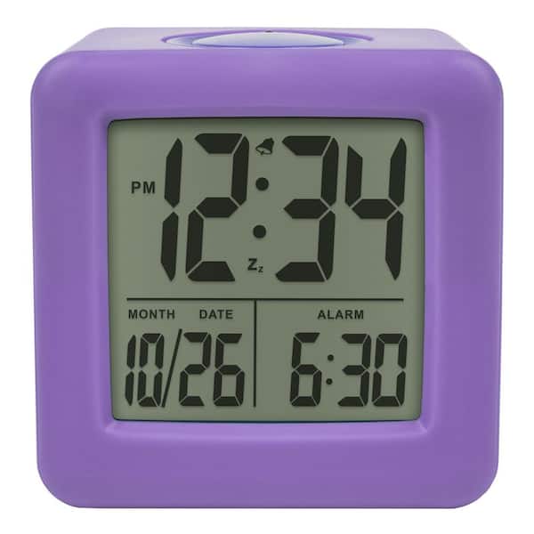 Digital Purple Silicone Cube Alarm Clock with On-Demand Backlight