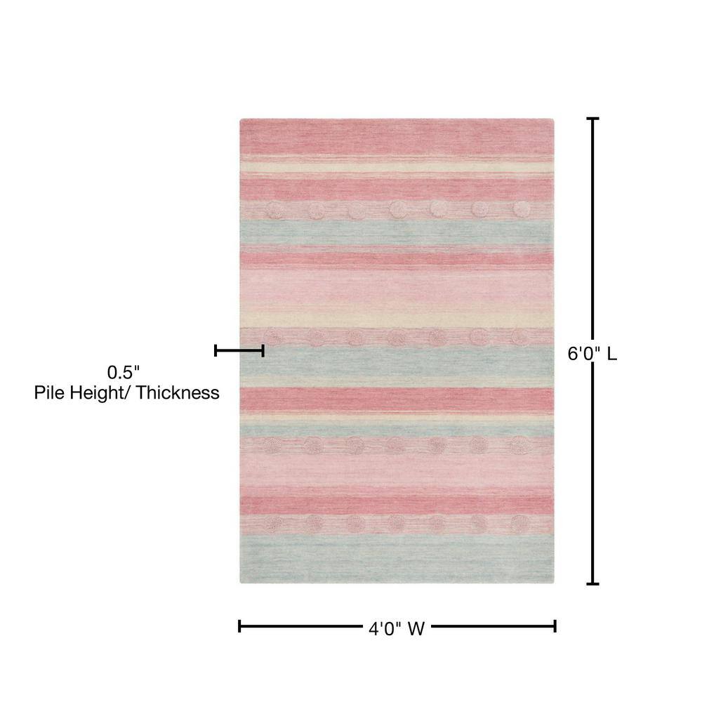 Light Blue and Pink Hand-Tufted Wool Kids Rug
