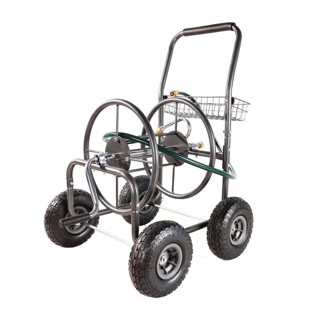 Dark Gray Heavy Duty Garden Hose Reel Cart with Storage Basket Rust and 4 Wheels price history on PriceWatchPro