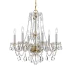 Traditional Crystal 8 Light Hand Cut Crystal Polished Brass Chandelier :  1128-PB-CL-MWP