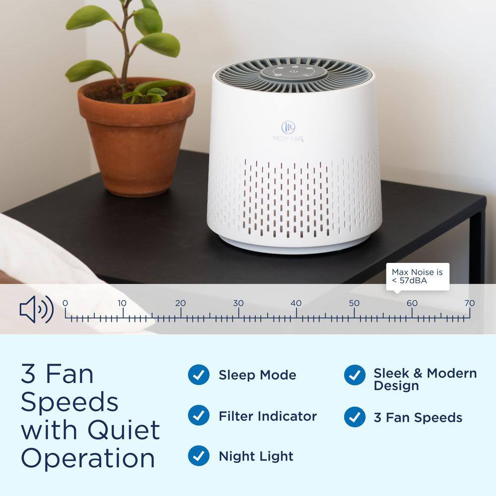 Compact White True HEPA H14 Tabletop Air Purifier