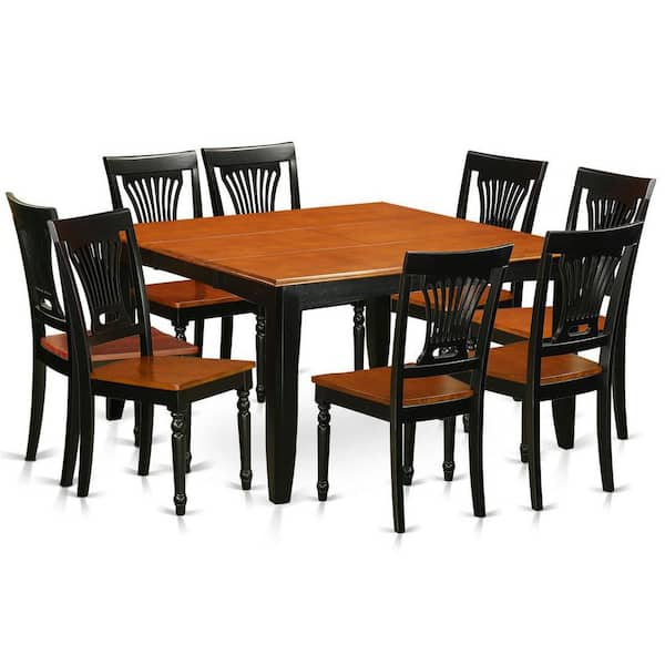 BLACK ＆Cherry East West Furniture 9-Piece Square Black & Cherry Finish