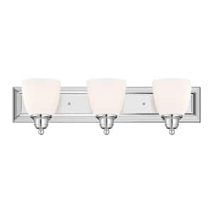Fairbourne 24 in. 3-Light Polished Chrome Vanity with Satin Opal White Glass