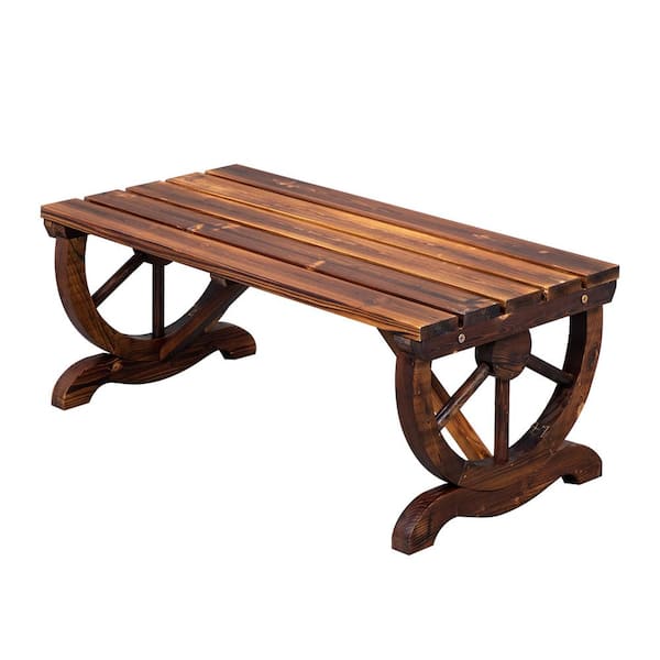 Karl home 38.6 in. Rustic 2-Person Wood Outdoor Bench