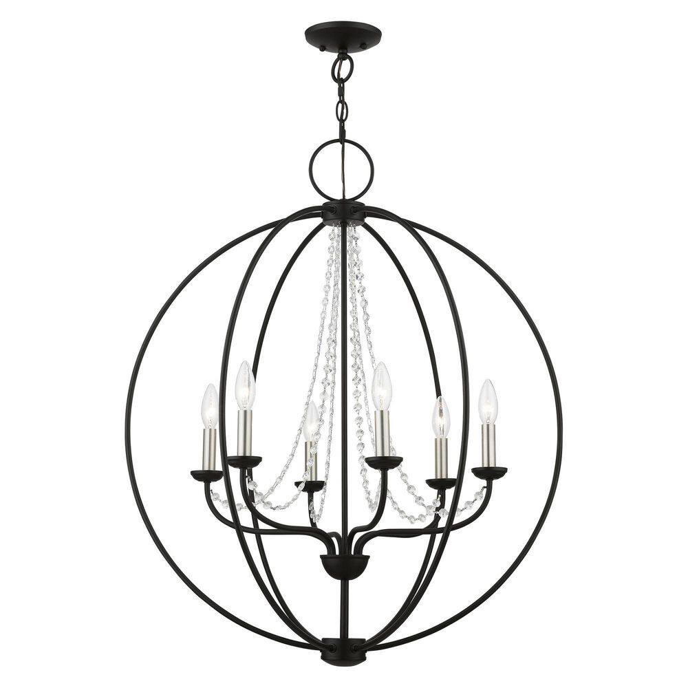 Arabella 6-Light Black and Nickel Crystal Globe Pendant