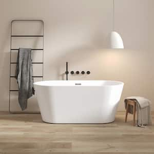 59 in. x 29.5 in. Soaking Bathtub with Toetap Drain in Chrome and Classic Slotted Overflow, Glossy White, cUPC Certified