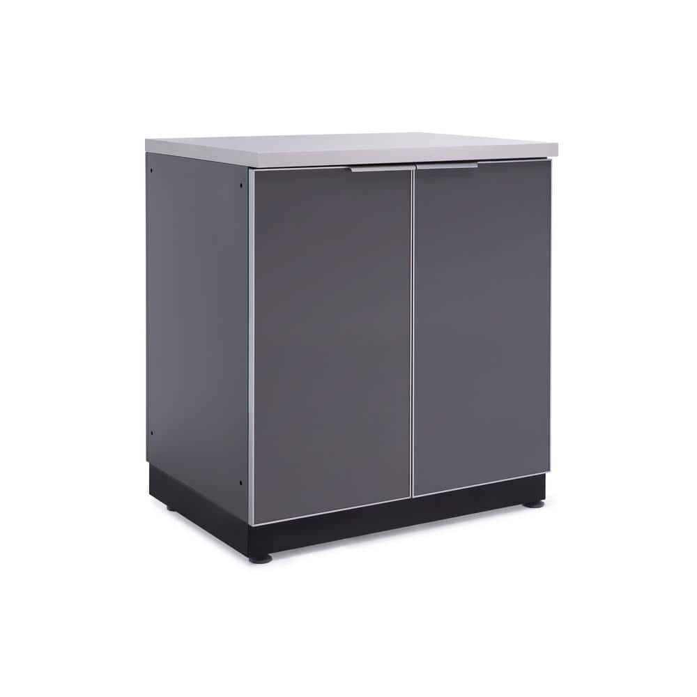 Slate Gray Aluminum Outdoor Kitchen 2-Door Cabinet Base