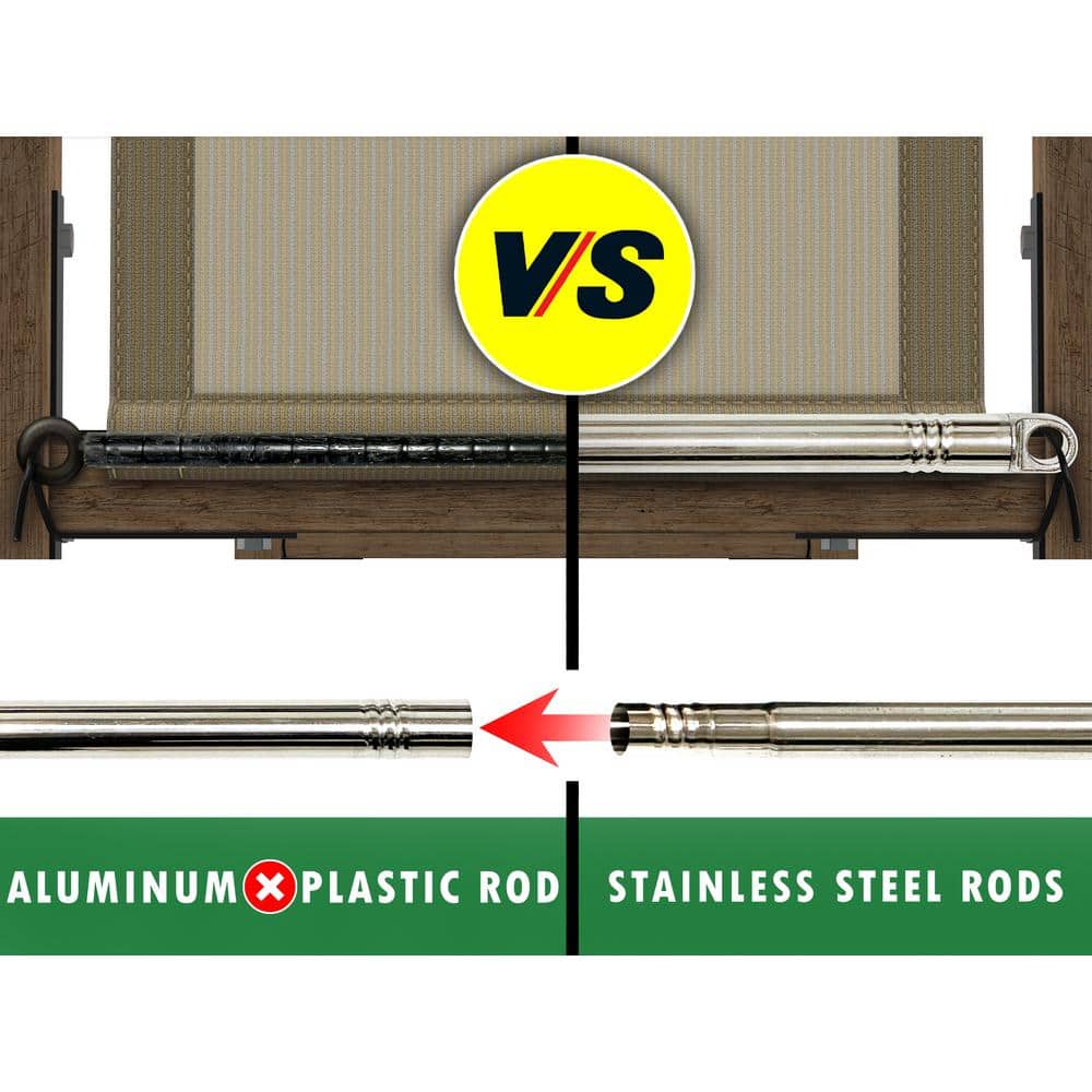Beige 10' x 20' HDPE Pergola Shade Canopy with Stainless Steel Rods