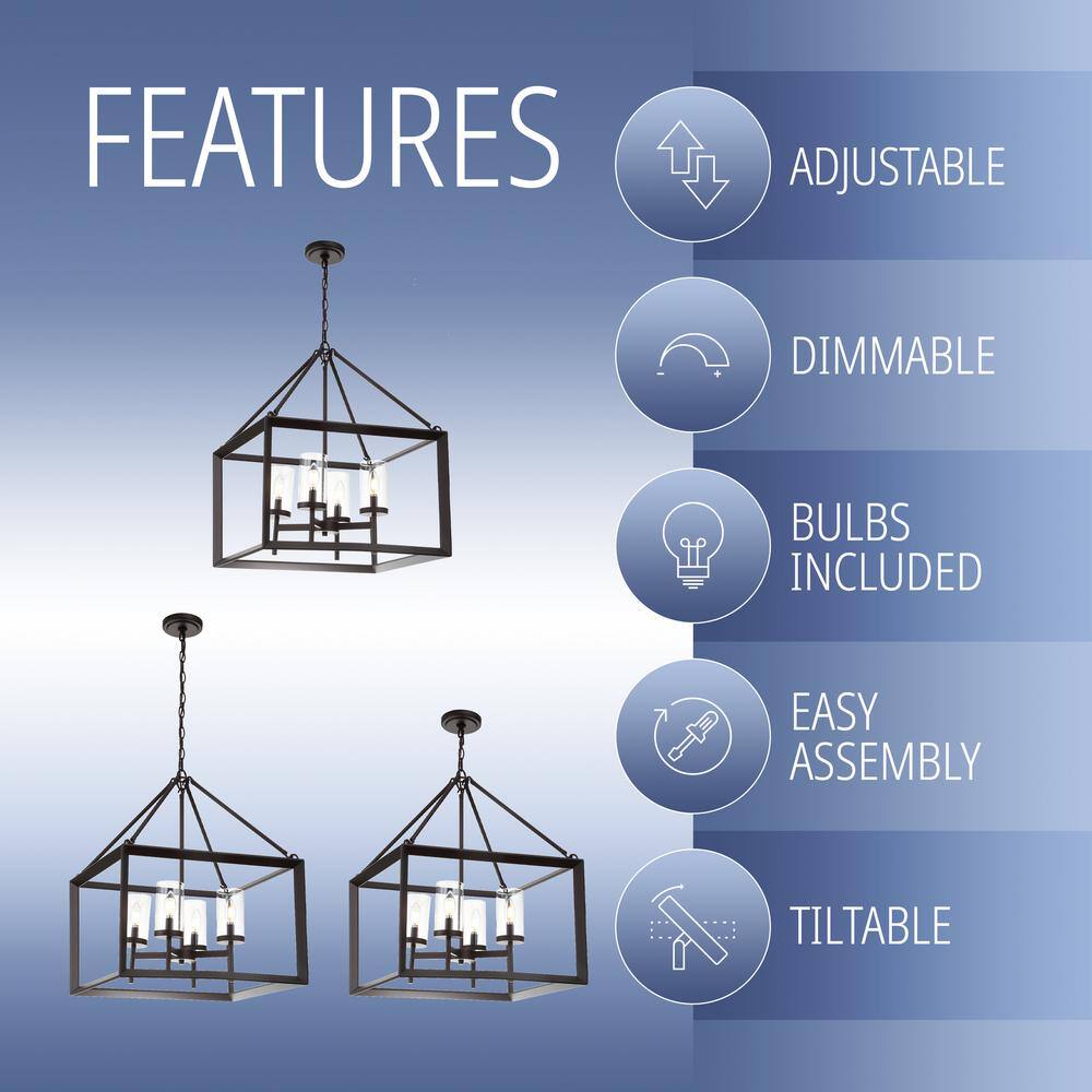 Anna Oil-Rubbed Bronze LED Lantern Pendant with Clear Glass