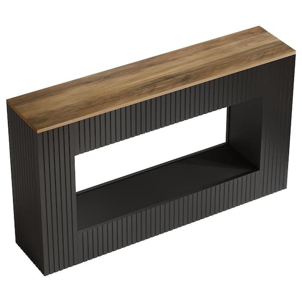 Benjamin 55 in. Rustic Brown Rectangle Wood Console Table with Storage, Long Sofa Table Behind Couch Living Room Hallway