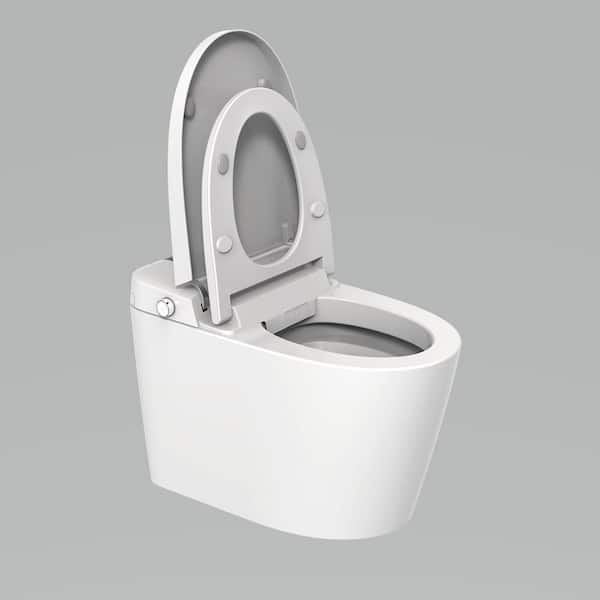 1-Piece 1.06 GPF Dual Flush U-Shaped Elongated LED Light Automatic Smart Toilet in White Seat Included