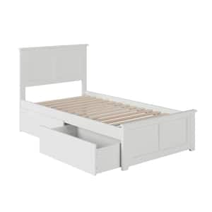 Madison White Twin Platform Bed with Matching Foot Board with 2-Urban Bed Drawers
