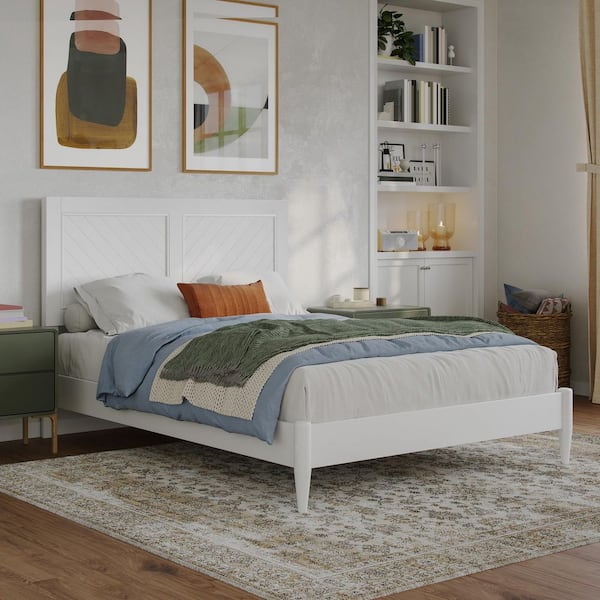 AFI Berkshire White Solid Wood Frame Full Low Profile Platform Bed