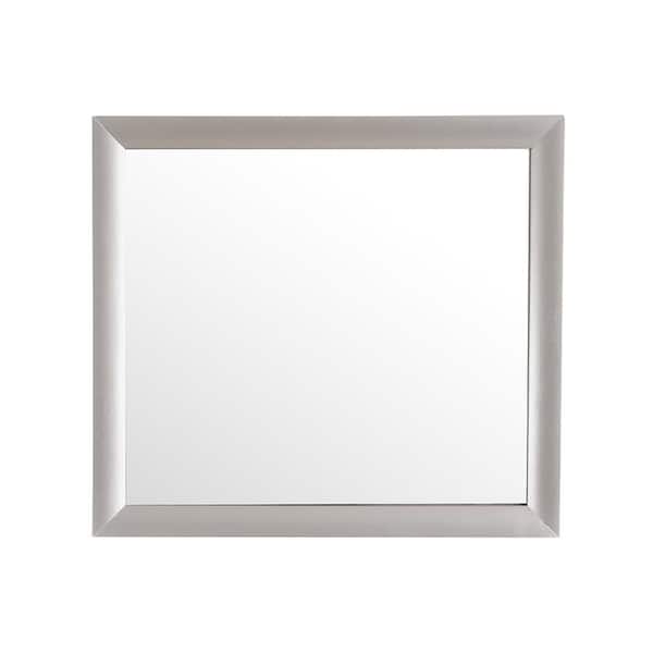 Unbranded White 35 in W x 39 in. H Art Deco Rectangle Particle Board Framed Mirror Wall Mirror Bathroom Mirror