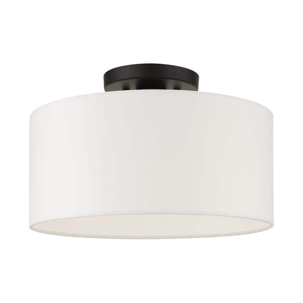 Meridian Contemporary Black Drum Semi-Flush Ceiling Light