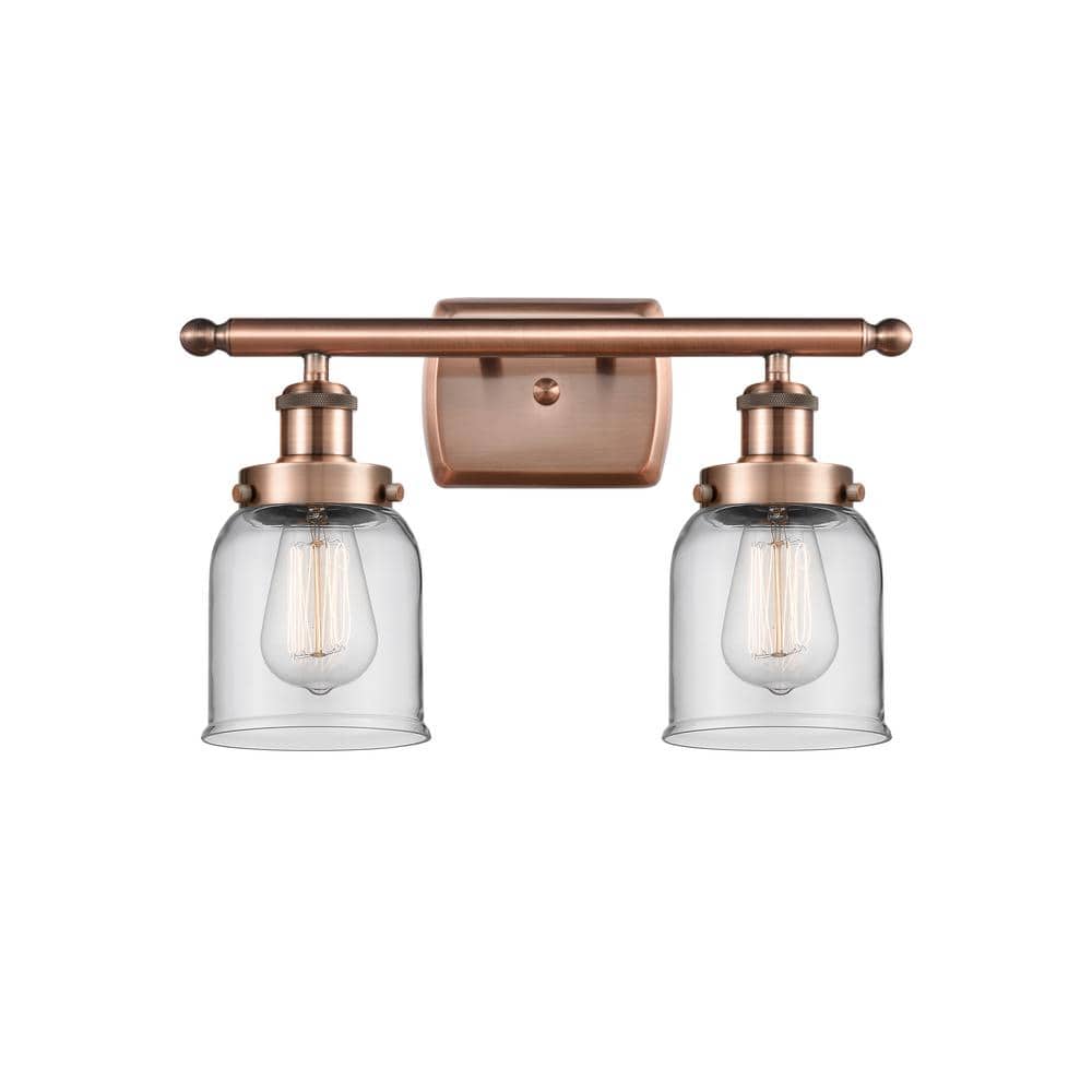 Bell 16 in. 2 Light Antique Copper, Clear Vanity Light with Clear Glass Shade price history on PriceWatchPro