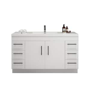 Elsa 59.06 in. W x 19.69 in. D x 35.44 in. H Bathroom Vanity in High Gloss White with White Acrylic Top