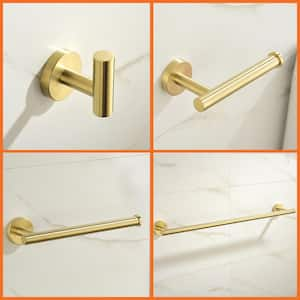 5-Piece Bath Hardware Set with Mounting Hardware Included in Brushed Gold