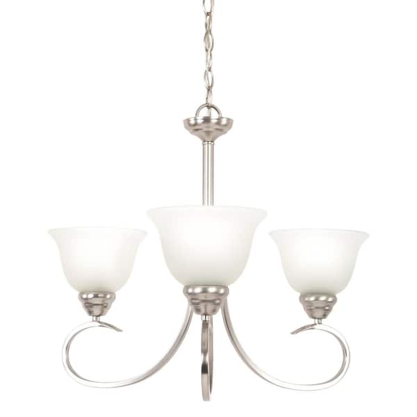 Yosemite Home Decor 3-Light Satin Nickel Chandelier with Shade