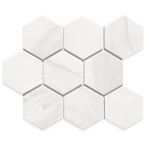 Monet Calacatta White 12 in. x 12 in. Hexagon Mosaic Glazed Porcelain Wall & Pool Tile (216 sq. ft./Pallet)