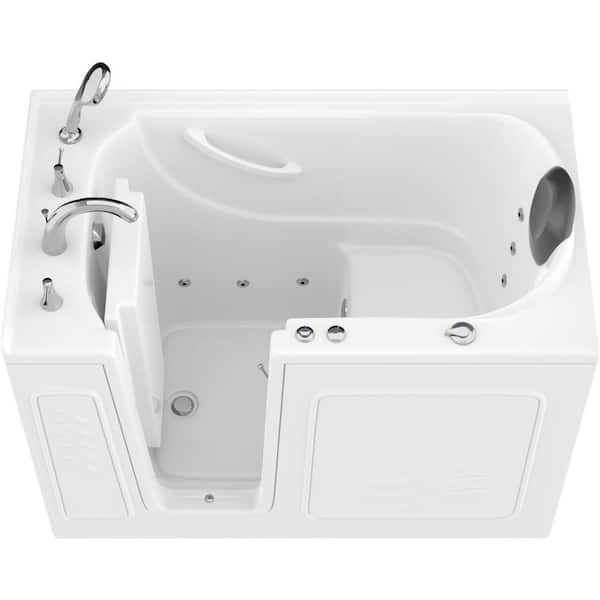 Universal Tubs Safe Premier 53 in L x 30 in W Left Drain Walk-in Whirlpool Bathtub in White