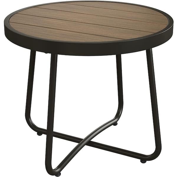 17.75 in. Light Brown Metal Outdoor Side Table BYY63012 The Home Depot