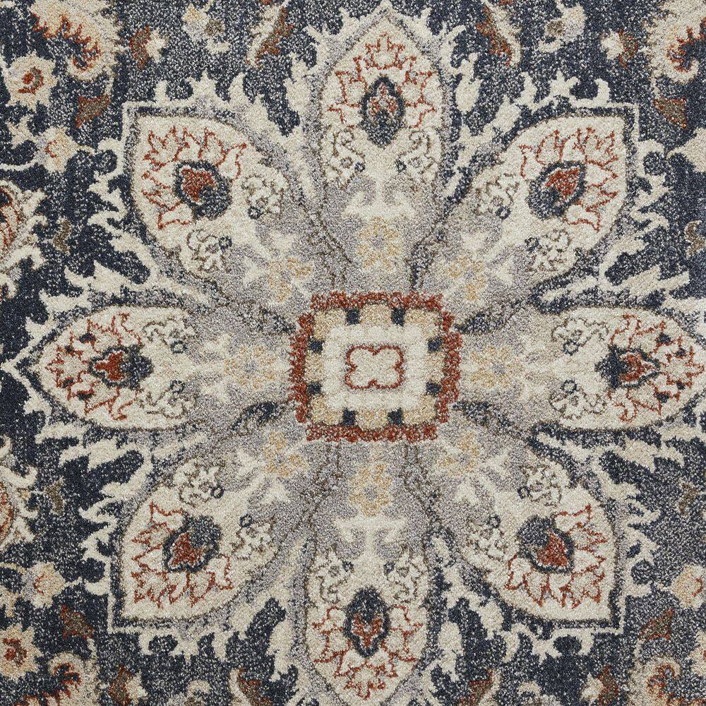 Blue and Beige 4' x 6' Oriental Synthetic Area Rug