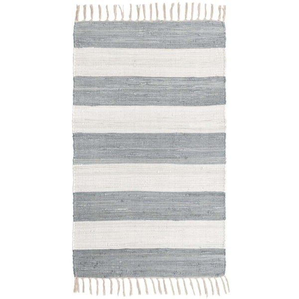 Unique Loom Chindi Rag Striped Gray 3 ft. 1 in. x 5 ft. 1 in. Area Rug