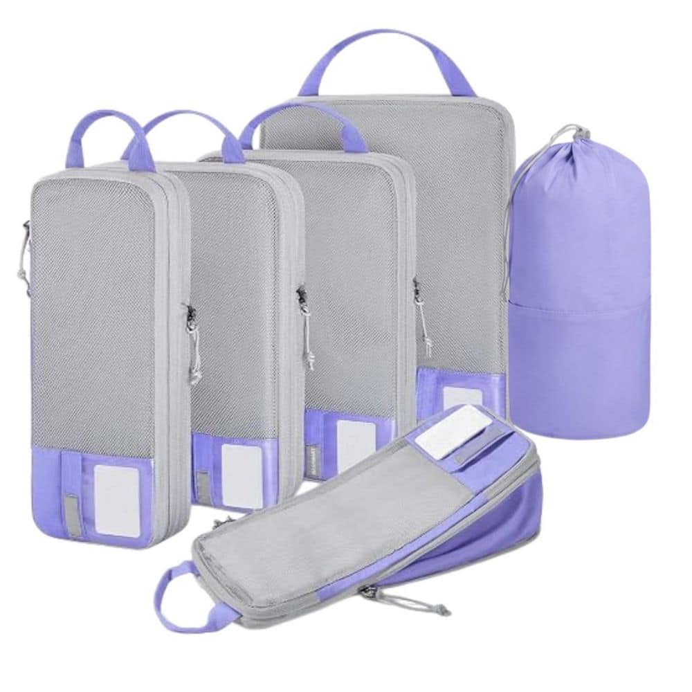 6-Piece Very Peri Compression Packing Cubes for Travel, Lightweight Luggage Organizer Bags, Durable Space Saver Bags