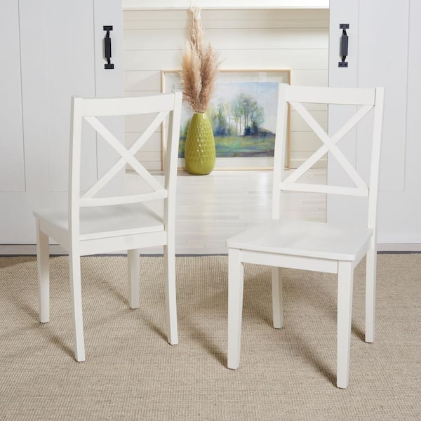 SAFAVIEH Silio White Cross Back Dining Chair (Set of 2)