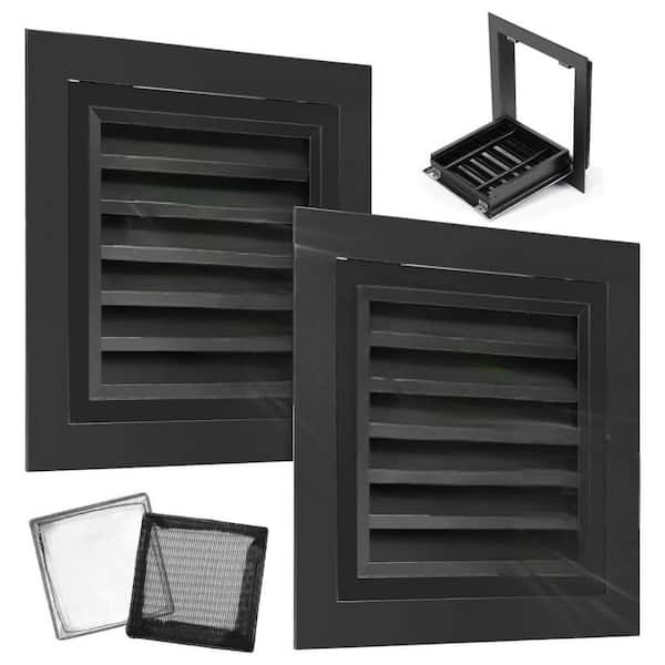 KIWDZFU 12x12 Louvered Black Aluminum Gable Vent with Replaceable Screen for Attic House Shed 2 Pack