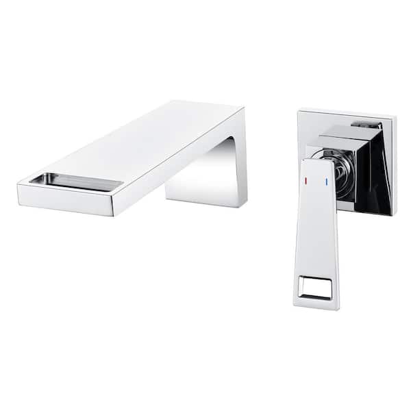 SUMERAIN Waterfall Single Handle Wall Mounted Bathroom Faucet with Rough-in Valve in Chrome