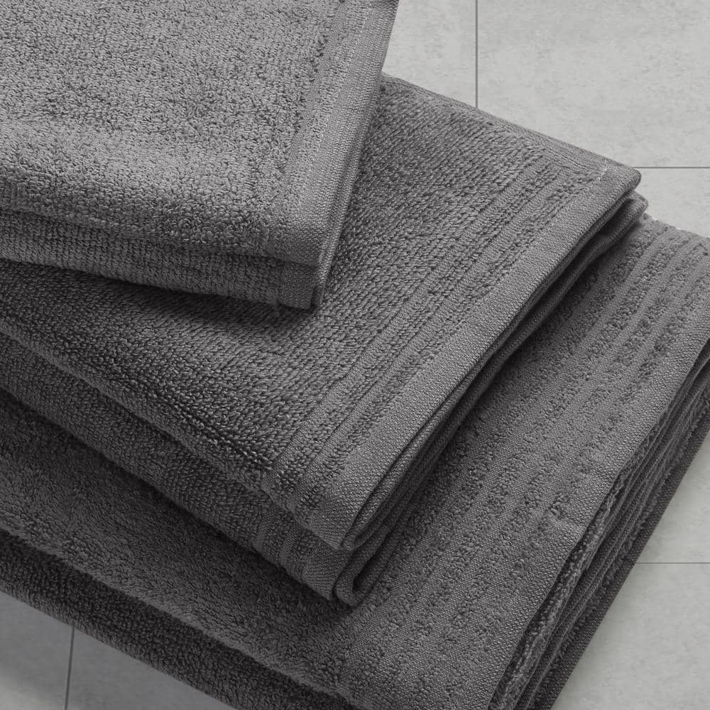 Gray Cotton Quick Dry 12-Piece Bath Towel Set