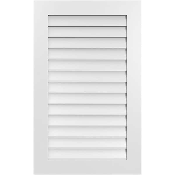 Ekena Millwork 26 in. x 42 in. Vertical Surface Mount PVC Gable Vent: Decorative with Standard Frame
