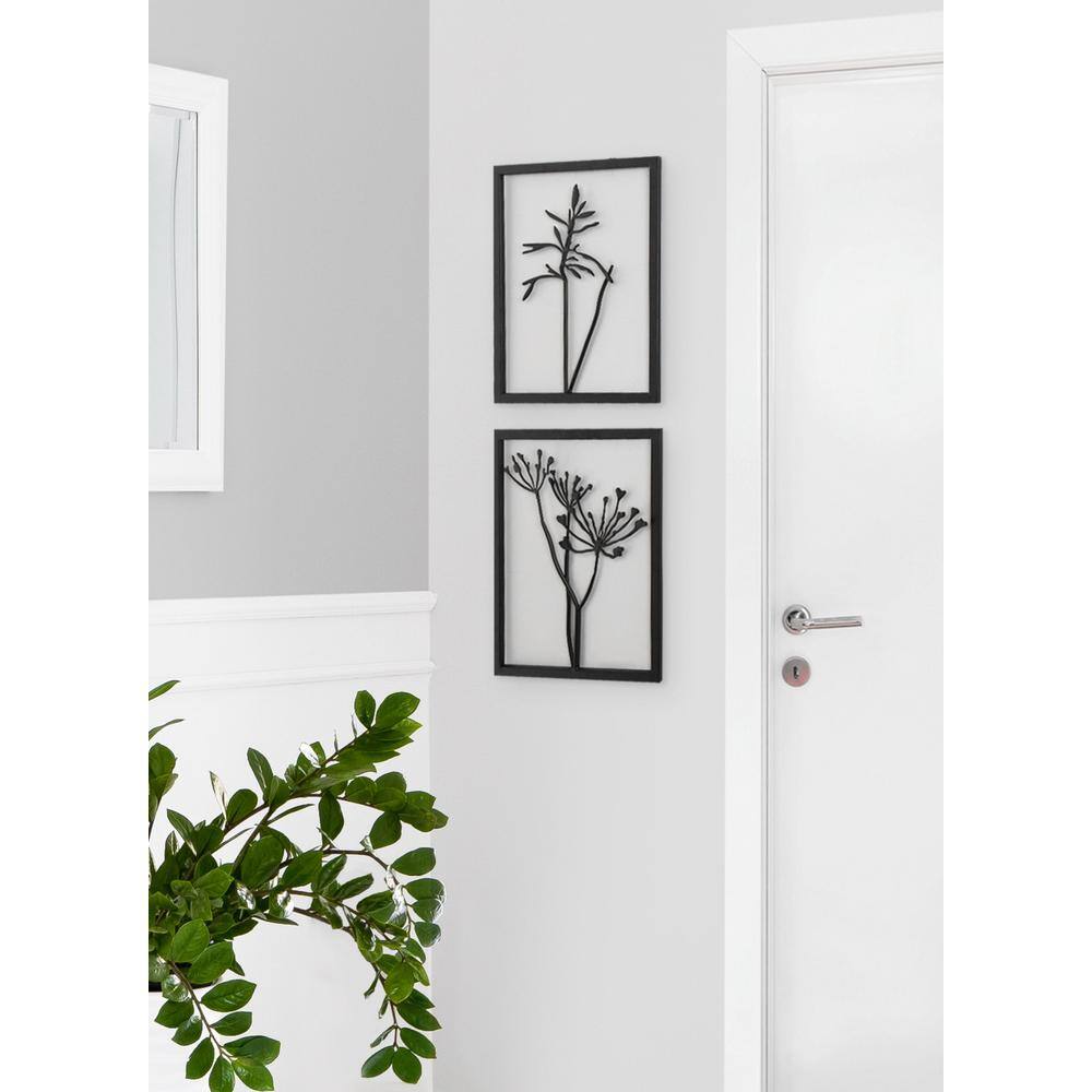 Malak Black Metal Framed Floral Wall Art Set