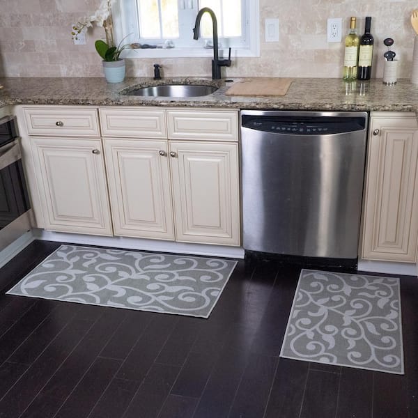 The Sofia Rugs Kitchen Rugs and Mats Non Skid Gray in the Bathroom