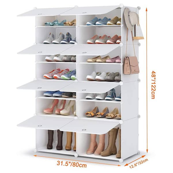 Shoe Rack Organizer, 32-40 Pairs Shoe Storage Shelf, 9 Tiers Shoe Stand, Shoe  Rack for Closet, Boot Organizer with 2 Hooks, Stackable Shoe Tower – Built  to Order, Made in USA, Custom Furniture – Free Delivery