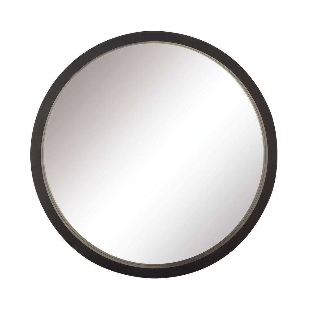 Litton Lane 32 in. x 32 in. Round Framed Black Wall Mirror 60159 The
