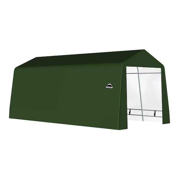 12 ft. W x 20 ft. D x 10 ft. H Galvanized Steel and PVC Garage Without Floor in Green with Heavy-Duty Green Cover