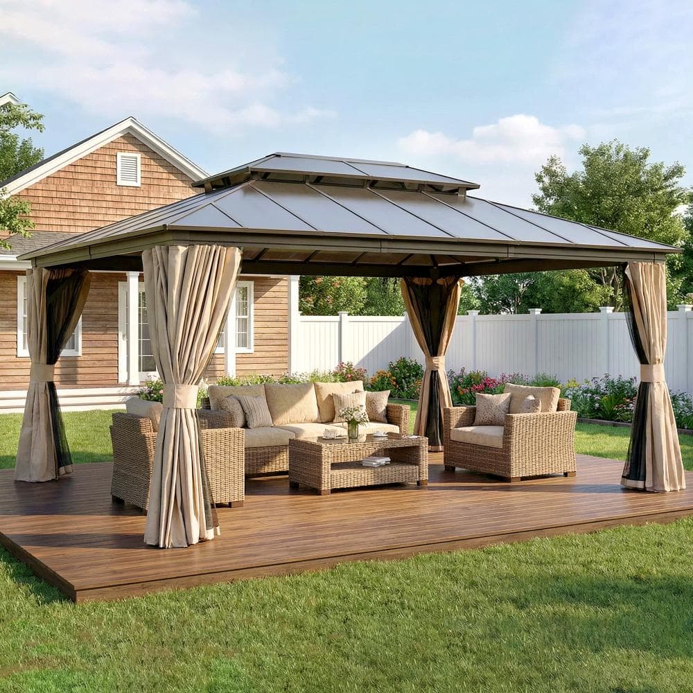 ToolCat 12 ft. x 16 ft. Brown Polycarbonate Double Roof Aluminum