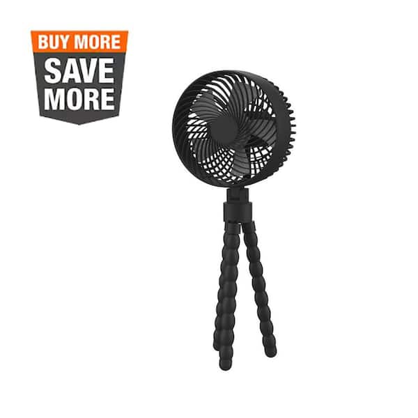 5 in. Mini Portable Personal Octopus Clip on Fan in Black