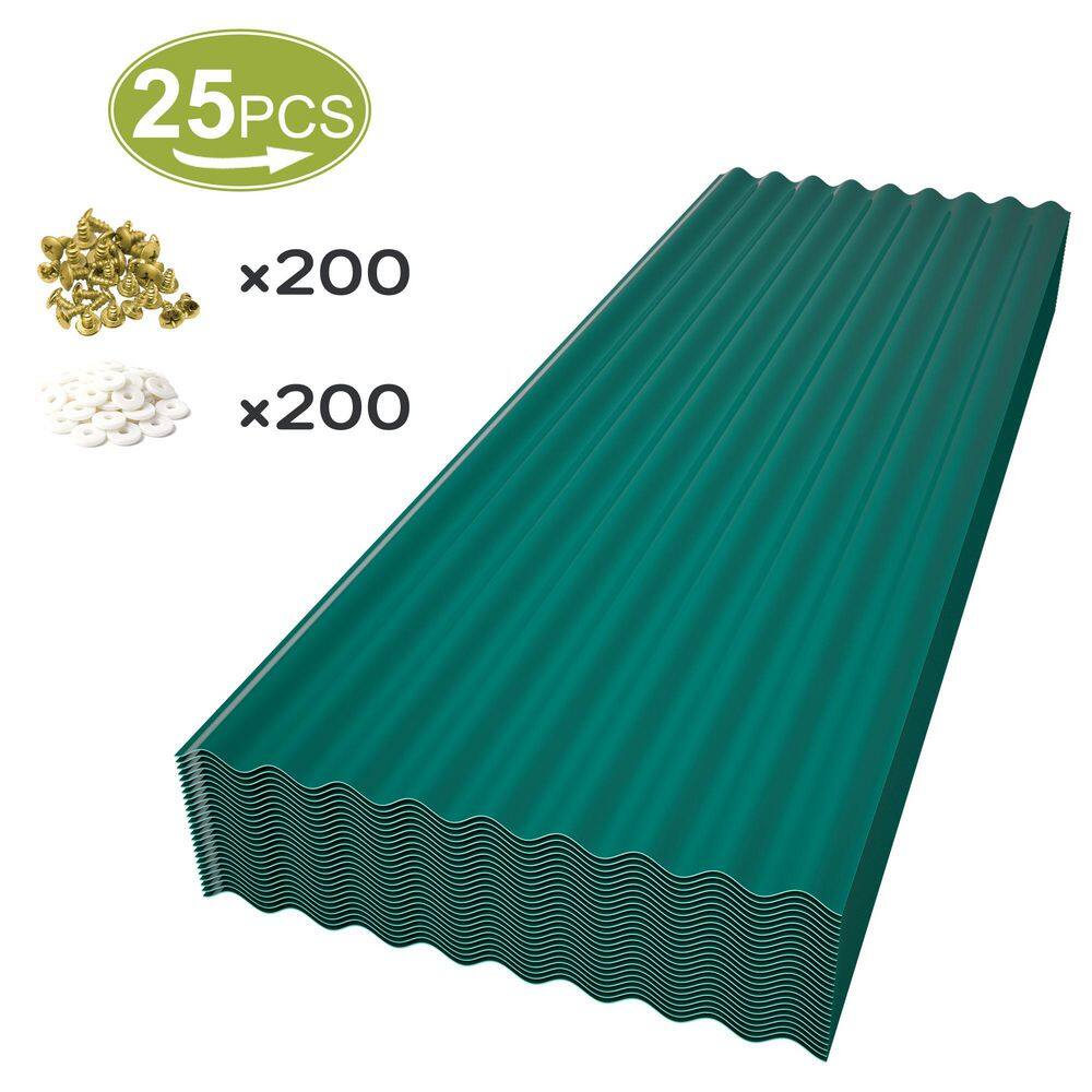 5 ft. x 1.7 ft. Corrugated PVC Roof Panels with Screws Roofing Sheets in Green (25-Pack) price history on PriceWatchPro