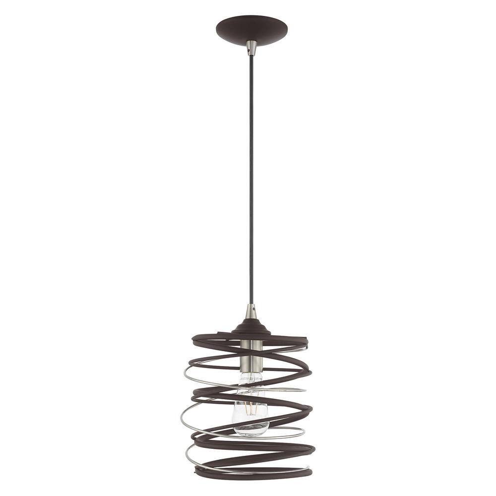 Bronze and Brushed Nickel Geometric Mini Pendant Light