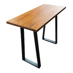 Metal and Wood 51.25 in. Rectangle, Wood Top with Black Metal Frame Bar Table (Seats 4)