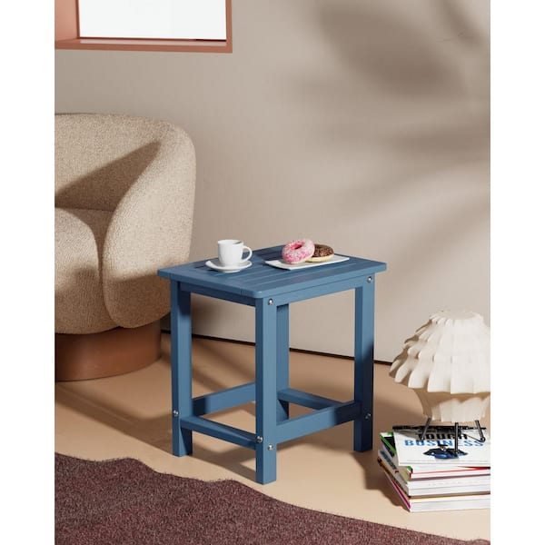 Modern Navy Eco-Friendly HIPS Plastic Indoor Outdoor Side Table Waterproof and UV Resistant (Set of 2)