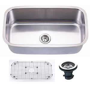 Oceanus Undermount 16-Gauge Stainless Steel 31.5 in. Single Bowl Kitchen Sink with Grid and Strainer