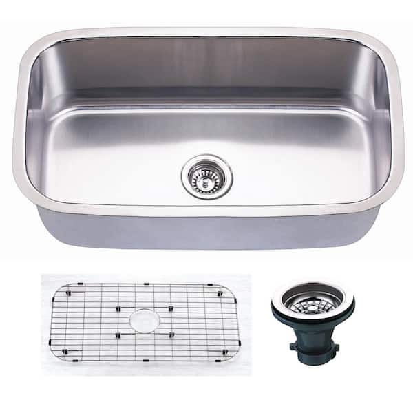 Empire Industries Oceanus Undermount 16-Gauge Stainless Steel 31.5 in. Single Bowl Kitchen Sink with Grid and Strainer
