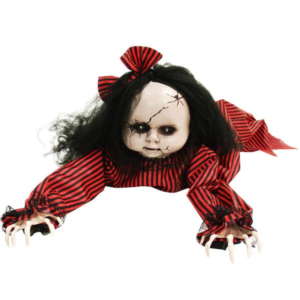 Haunted Hill Farm 9 in. Touch Activated Animatronic Doll
